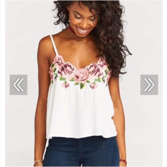 Show Me Your MuMu Tops - Show Me Your MuMu Wesley Top Embroidered Rose Tank
